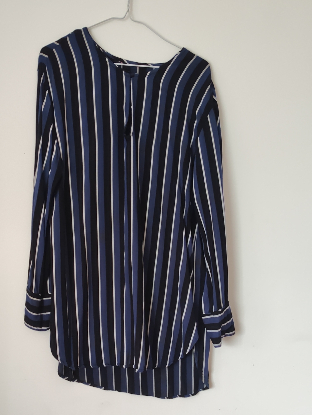 Striped Navy and White Long Sleeve Women's Top